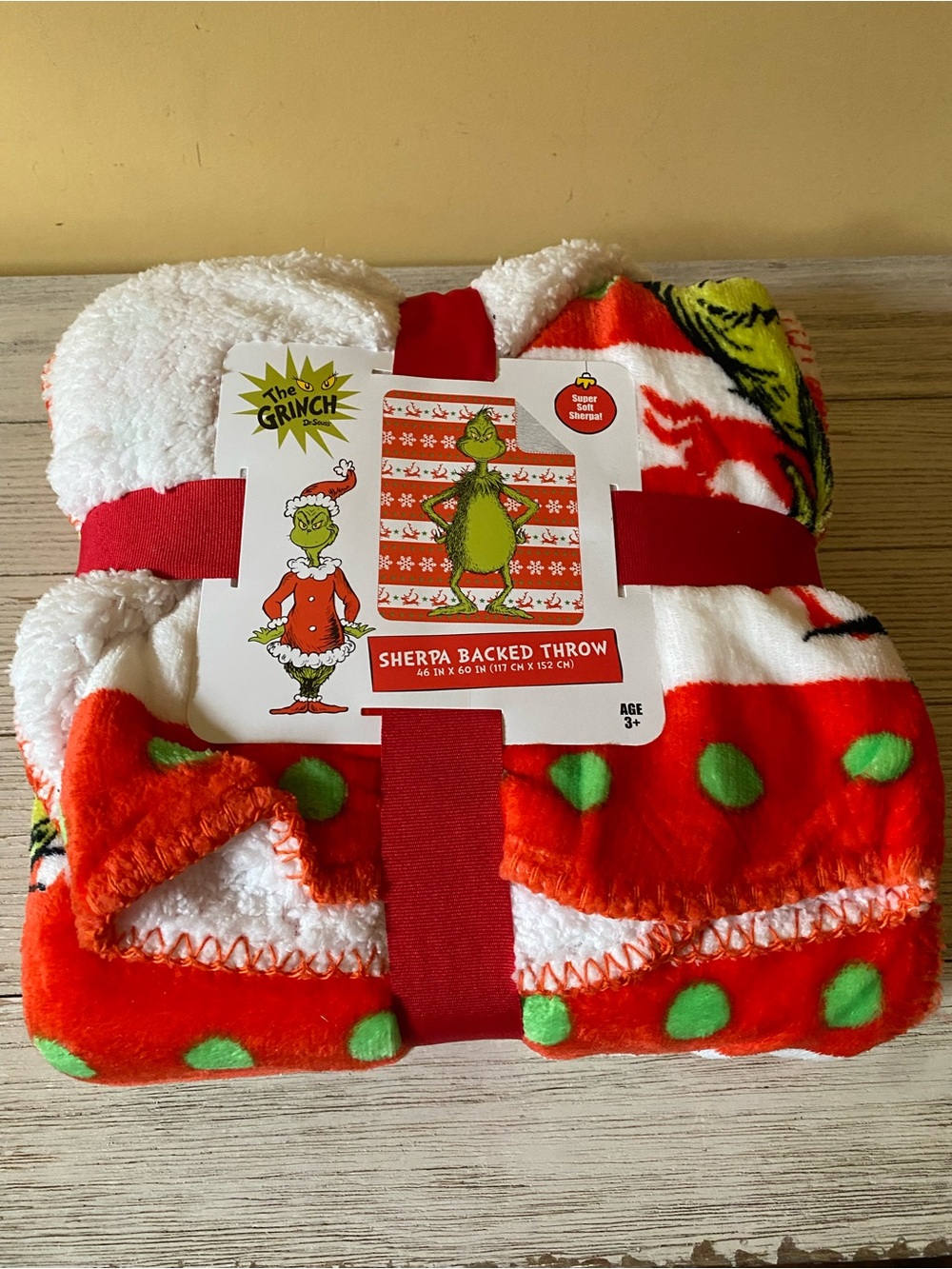 The Grinch Sherpa Backed Throw Blanket